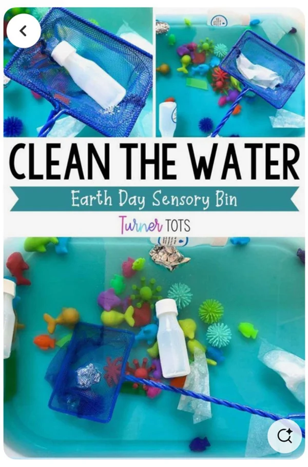 Clean the water sensory bin