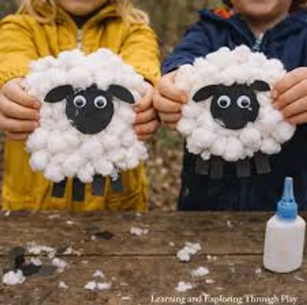 Cotton ball sheep craft
