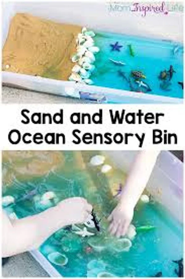 Sand and water ocean sensory bin